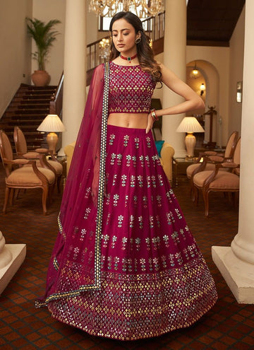 Wedding Wear Georgette Magenta Pink Lehenga Choli